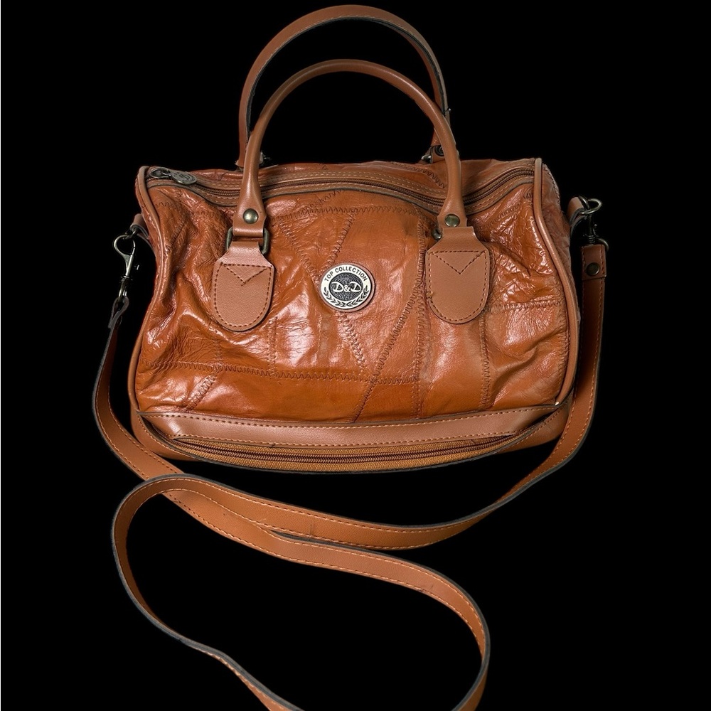 D&D Tan Leather Small Carry on Bag